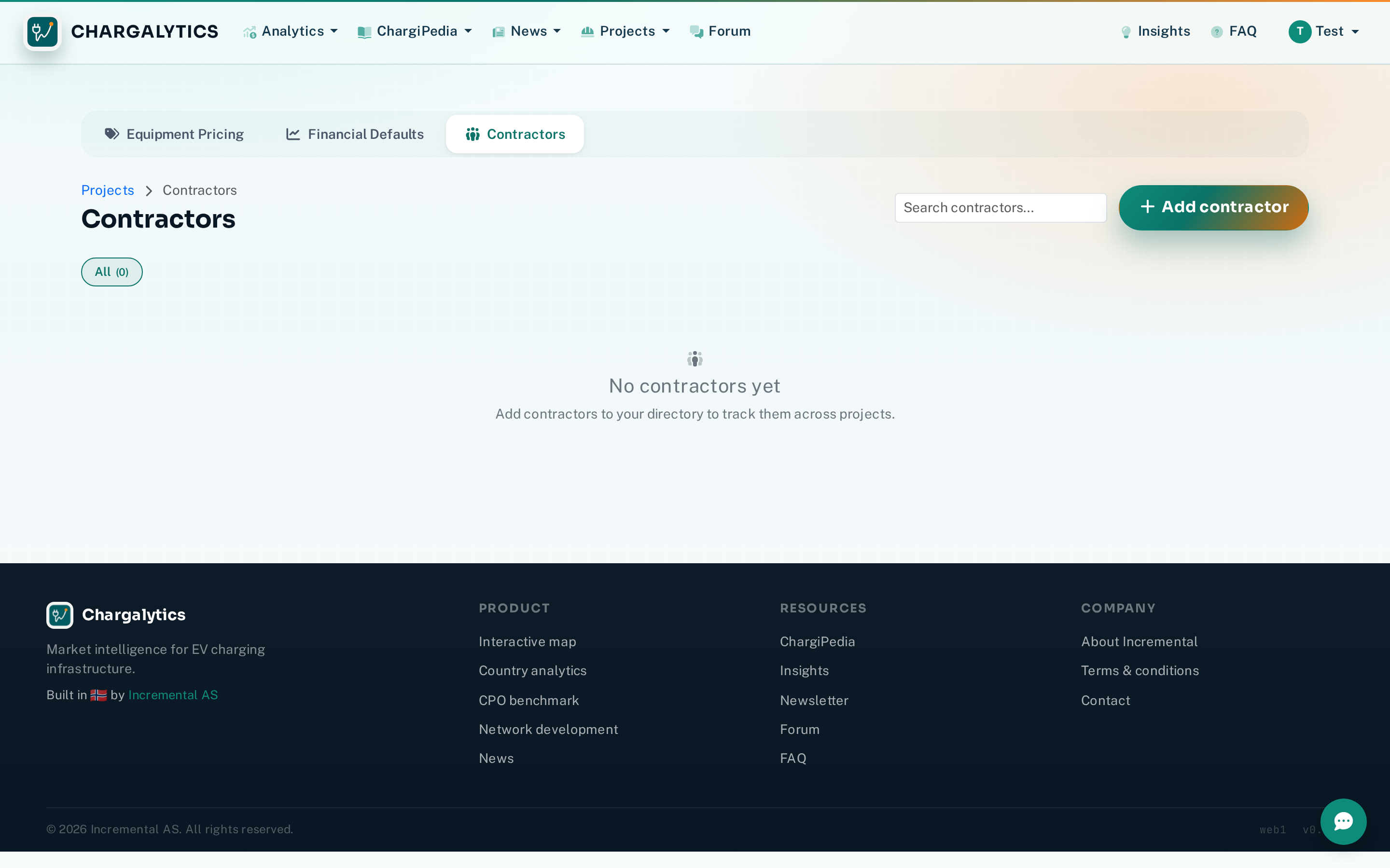 Contractor directory with categories and project history