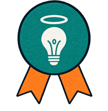 Award badge: lightbulb with a halo