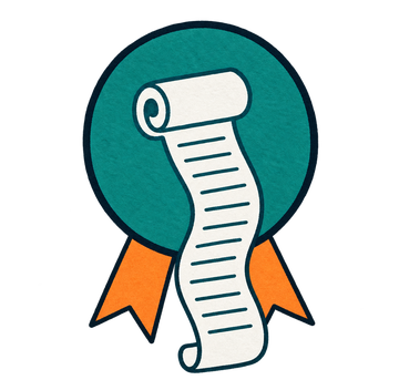 Award badge: unrolling scroll
