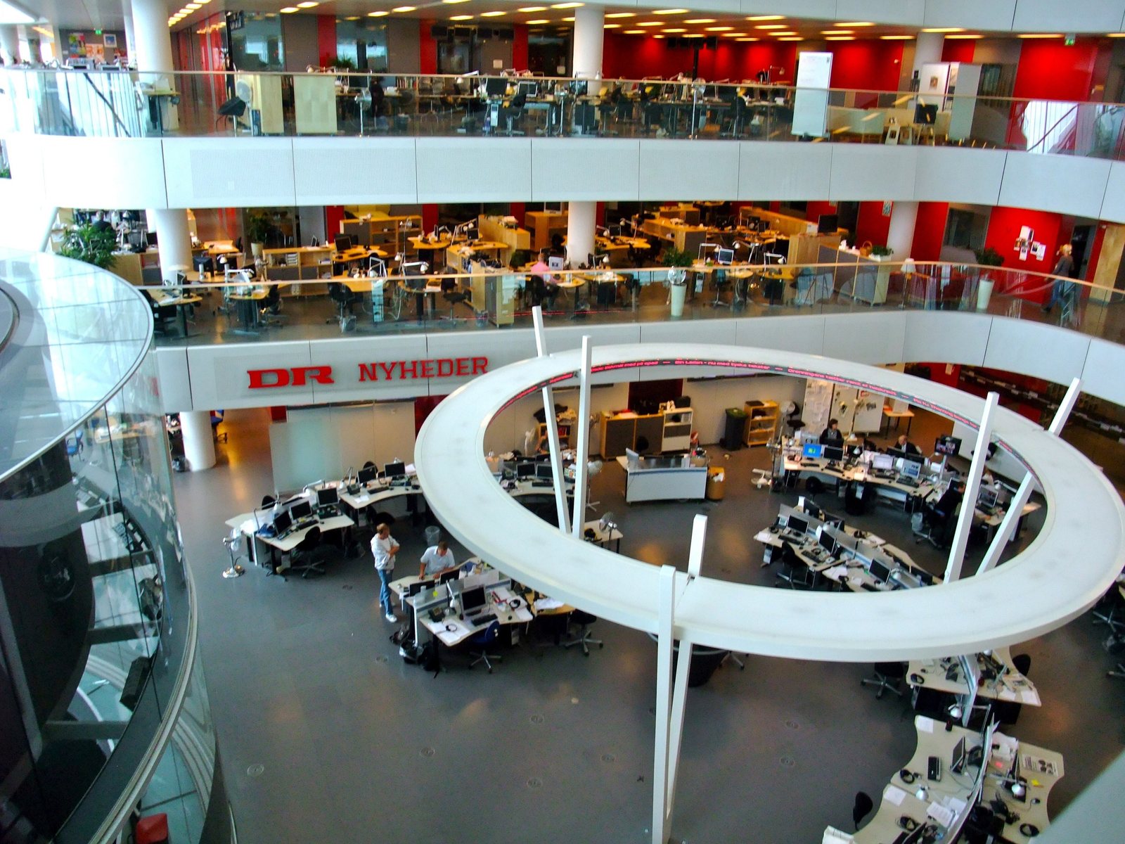 The open-plan newsroom of the Danish Broadcasting Corporation in Copenhagen